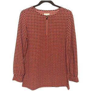 Joie Keyhole Geometric Print Split Neck Top Medium EUC